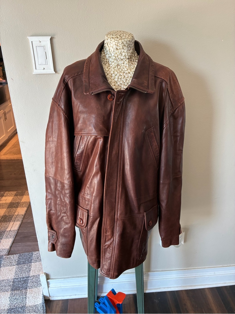 Vintage 80s Austin Clothing Co. Brown Leather Field Jacket